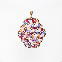 Pendant 40cm - Terence Oval-Violet Organza - Pendant 40cm - Laiton bronze